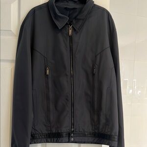 Versace Black Windbreaker Jacket Sleek Minimalist Design